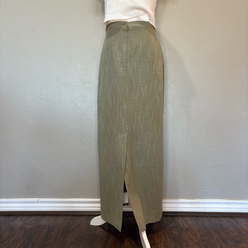 Conrad C Collection Wool Blend Maxi Skirt | Green Textured | Size 10 - Picture 8 of 16